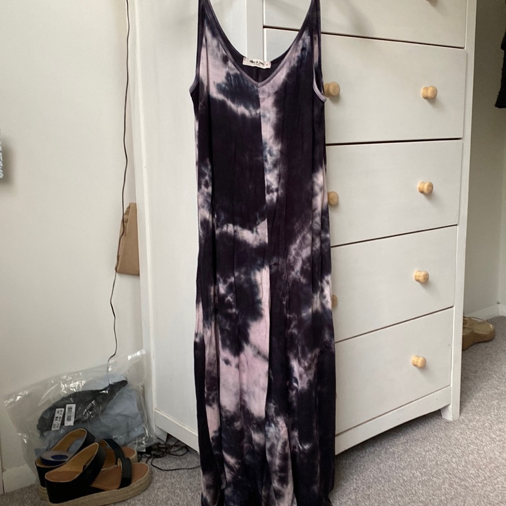 Size xs black and pink tie dye romper